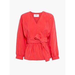 NWT Ba&sh Cola Wrap Top Crepe De Chine Blouse in Vermillion Size 2